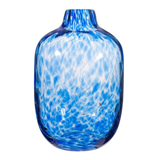 Large Blue Speckled Glass Vase 25cm Flower Vases